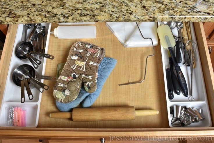 image of drawer with organized baking tools and supplies