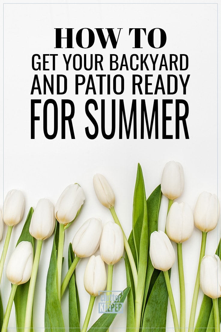 How to Get Your Backyard and Patio Ready for Summer; 14 white tulips cut from a backyard on a plain background.