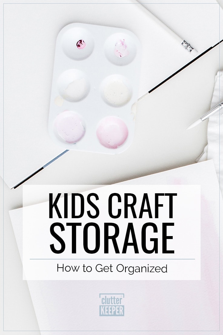 Kids Craft Storage: How to Get Organized, child's watercolor painting with plastic paint pallet filled with different shades of pink watercolor paints.