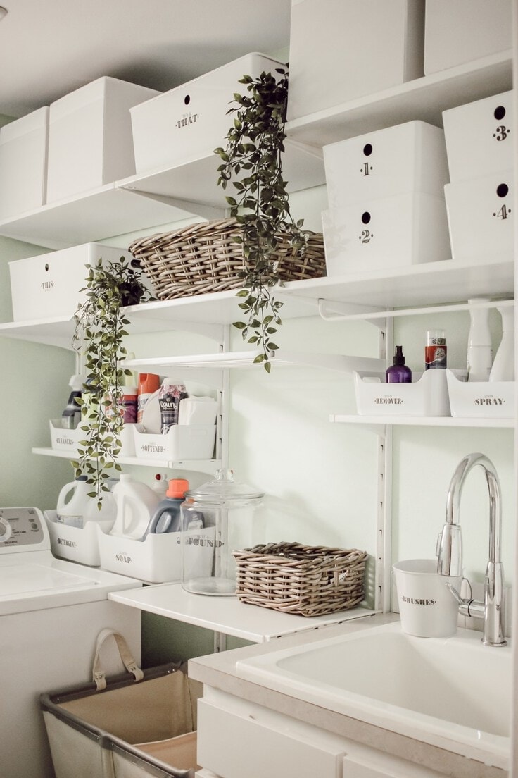 Label all boxes and containers in the laundry room