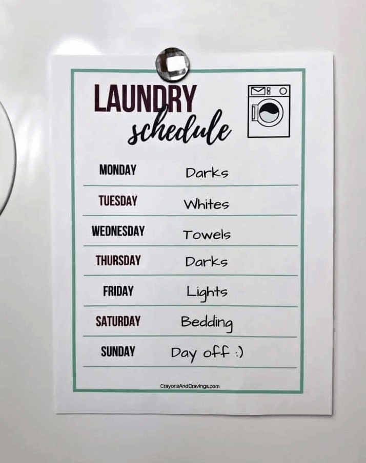 A printable laundry schedule