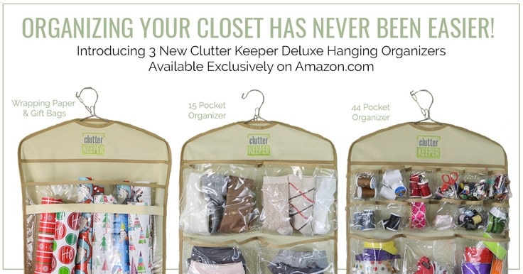 Organizing Your Closet Has Never Been Easier! Introducing 3 New Clutter Keeper® Deluxe Hanging Organizers Available Exclusively on Amazon.com - Wrapping Paper and Gift Bags, 15 Pocket Organizing, 44 Pocket Organizer