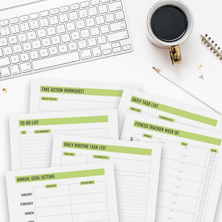 The Take Action Printables Binder is full of 35+ worksheets, checklists and other printables that will help you organize every aspect of your home life.