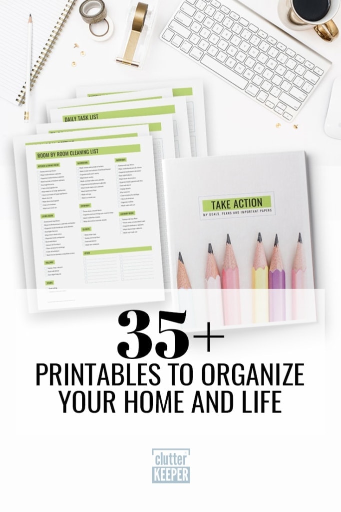 The Take Action Printables Binder is full of 35+ worksheets, checklists and other printables that will help you organize every aspect of your home life.