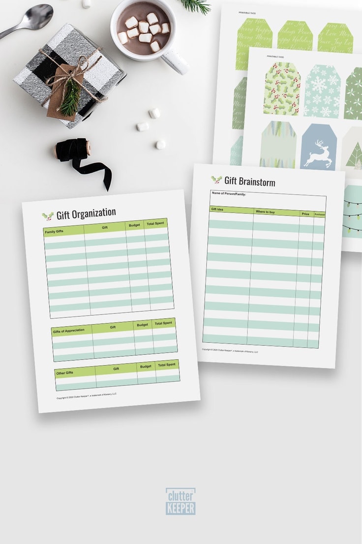 The Clutter Keeper® Holiday Planner is full of 29+ worksheets, checklists and other printables that will help you to get organized, feel less stressed and find joy this Christmas season.