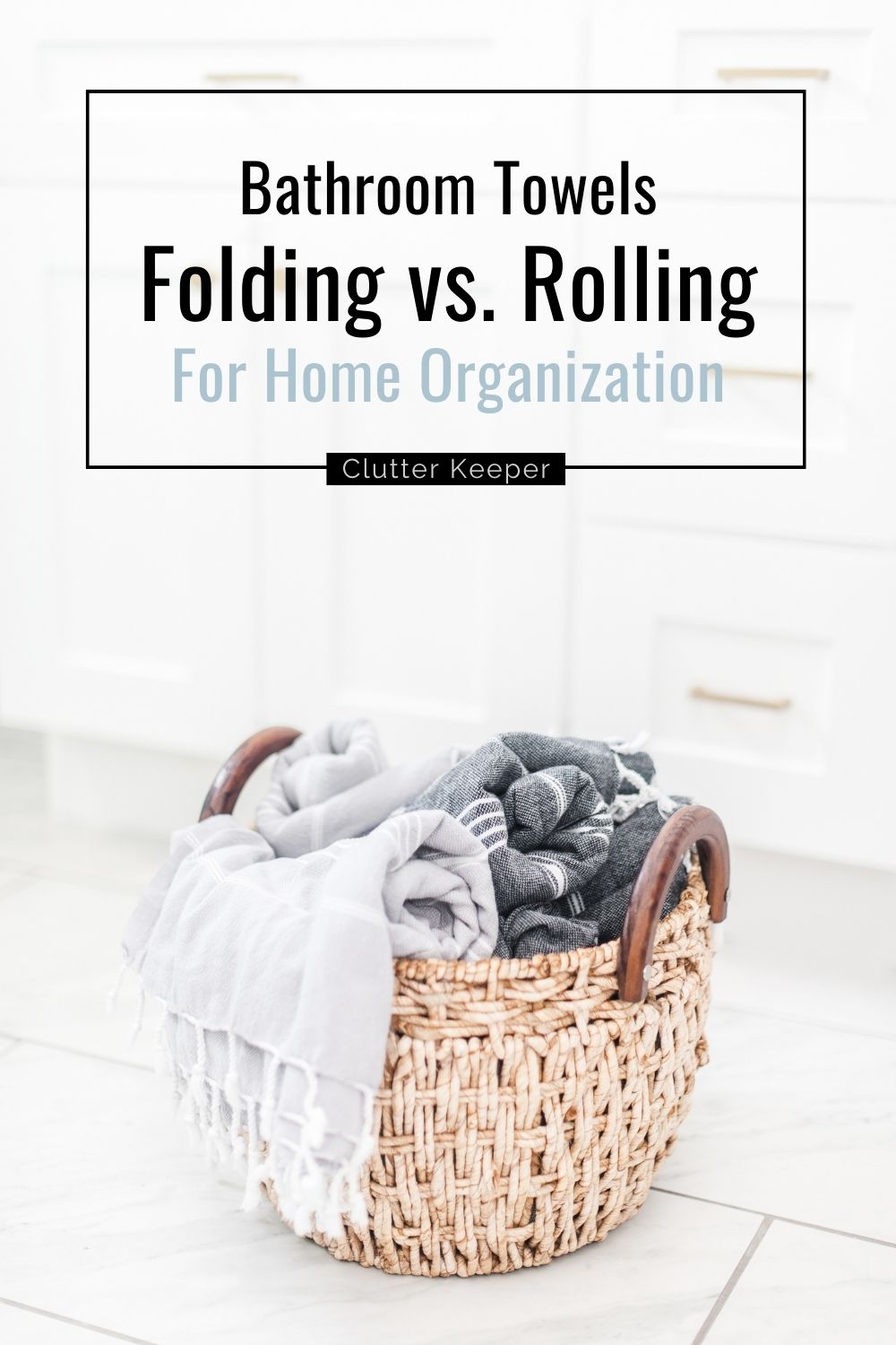 Bathroom towels: folding vs. rolling for home organization.
